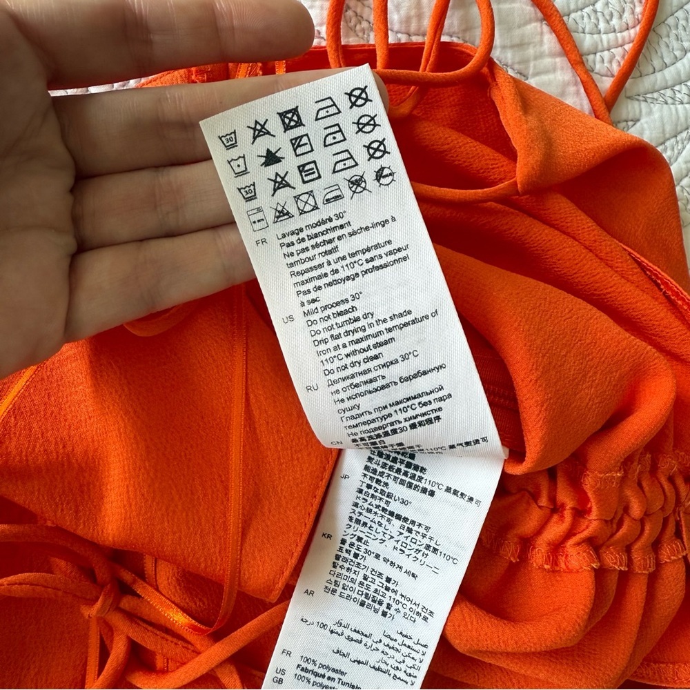 Sandro - Praline Ruched Satin-crepe Midi Dress - Orange Tomato - Picture 11 of 13